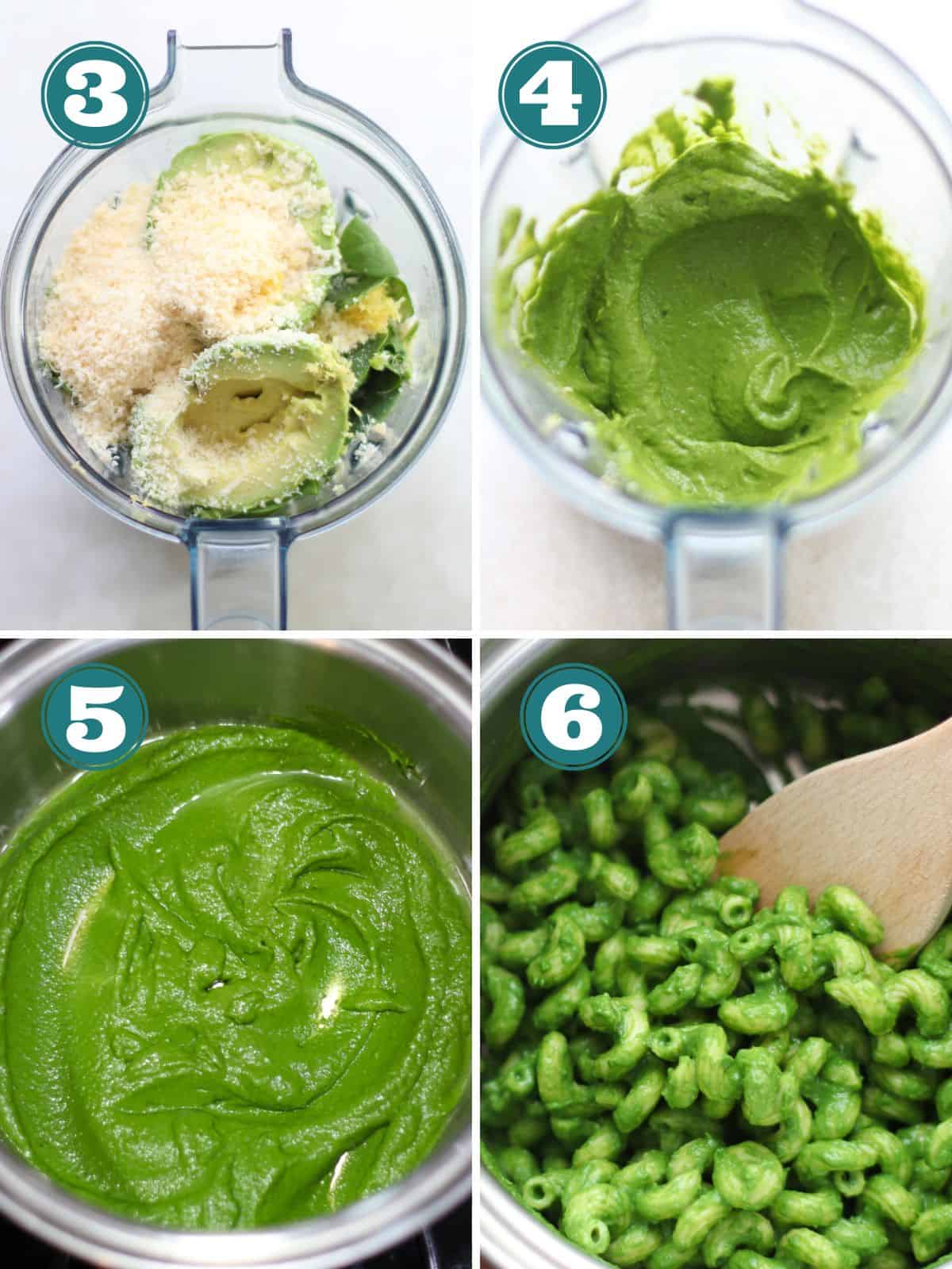 A four image collage showing step-by-step cooking process.