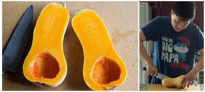 Roasted Butternut Squash with Turkey Stuffing