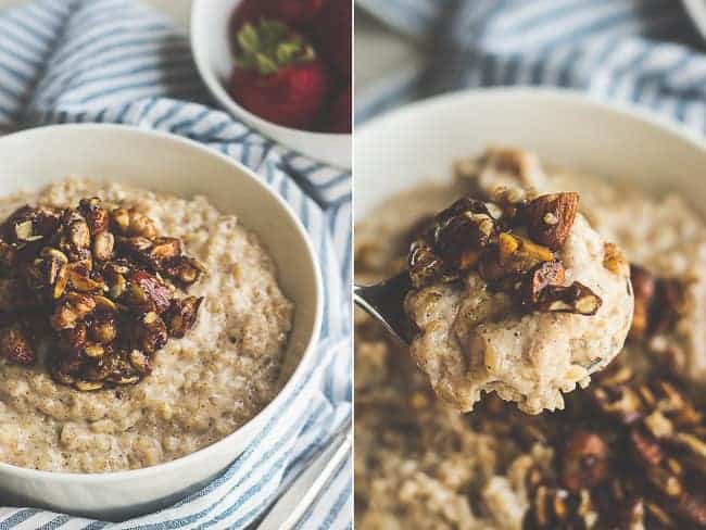 Mexican Oat Pudding with Spicy Nut Clusters-