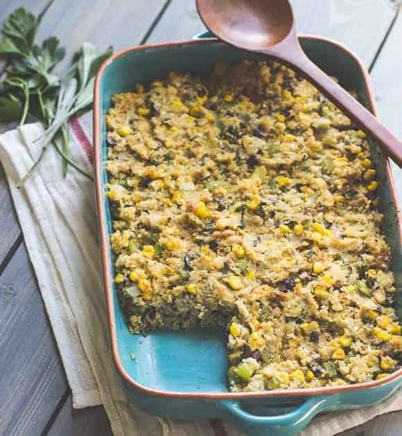 Vegetarian Cauliflower Cornbread Stuffing