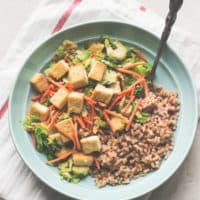 Tofu and Brussels Sprouts in Miso Sauce with Farro-2