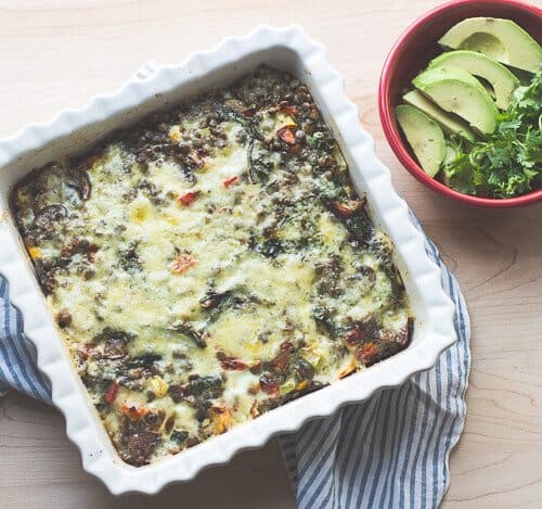 Mexican Lentil and chard breakfast casserole