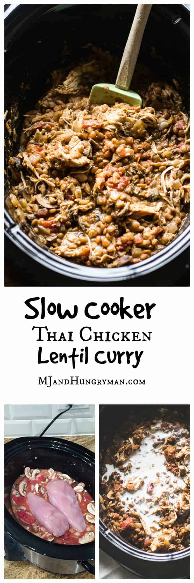 Slow cooker thai chicken lentil curry