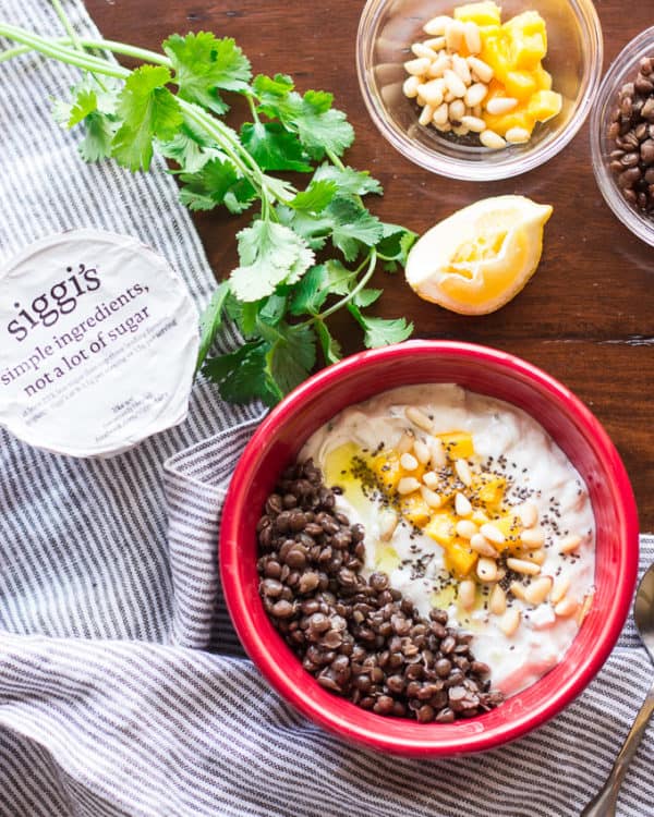 Savory Yogurt Bowl Mango and Cucumber Raita with Lentils MJ and