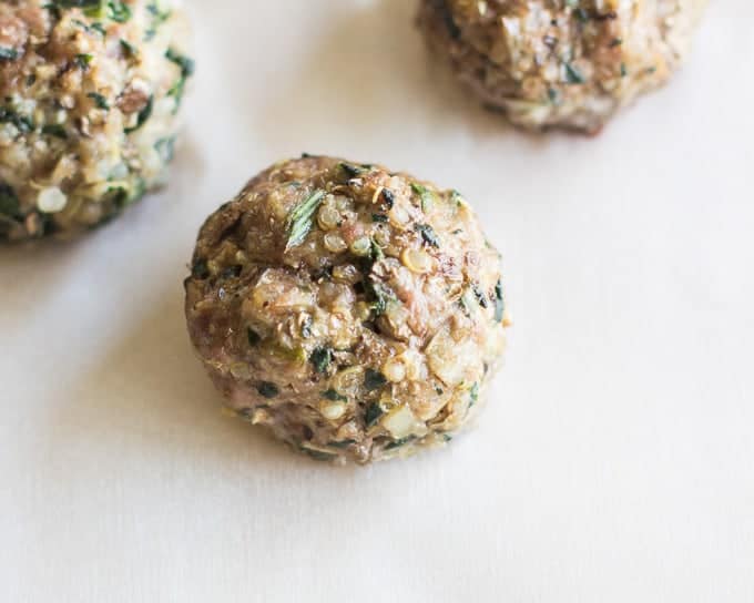 baked quinoa and mushroom meatballs - baby led weaning