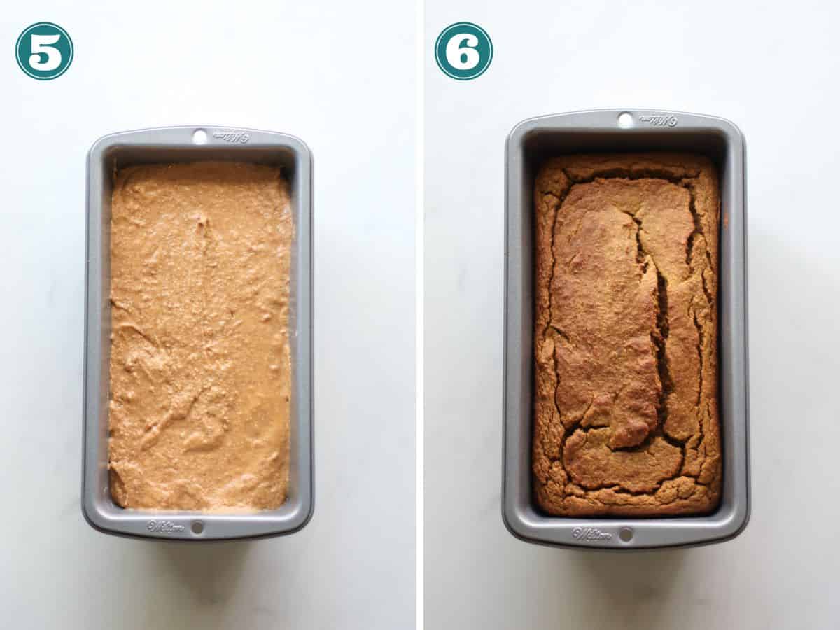 A two image collage of before and after baking.