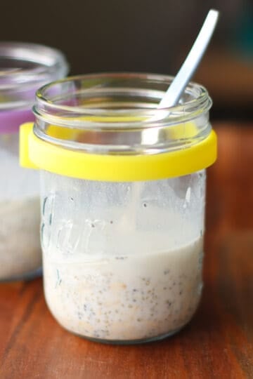 All the ingredients combined in a mason jar.