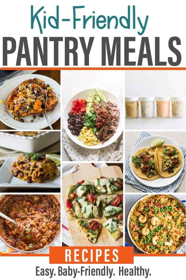 a collage of kid-friendly pantry meals