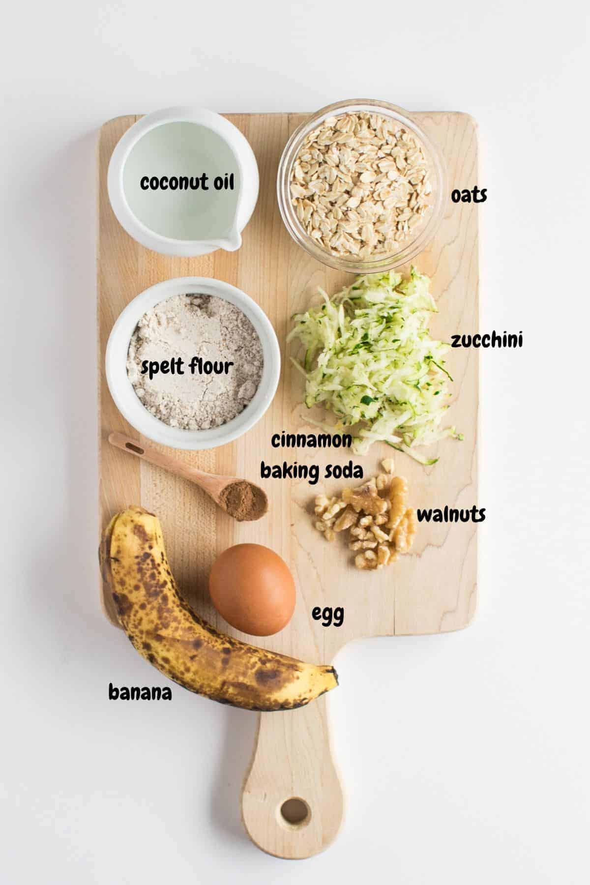 all the ingredients placed on a wooden board