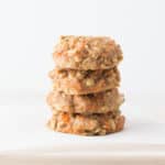 four carrot oatmeal cookies stacked