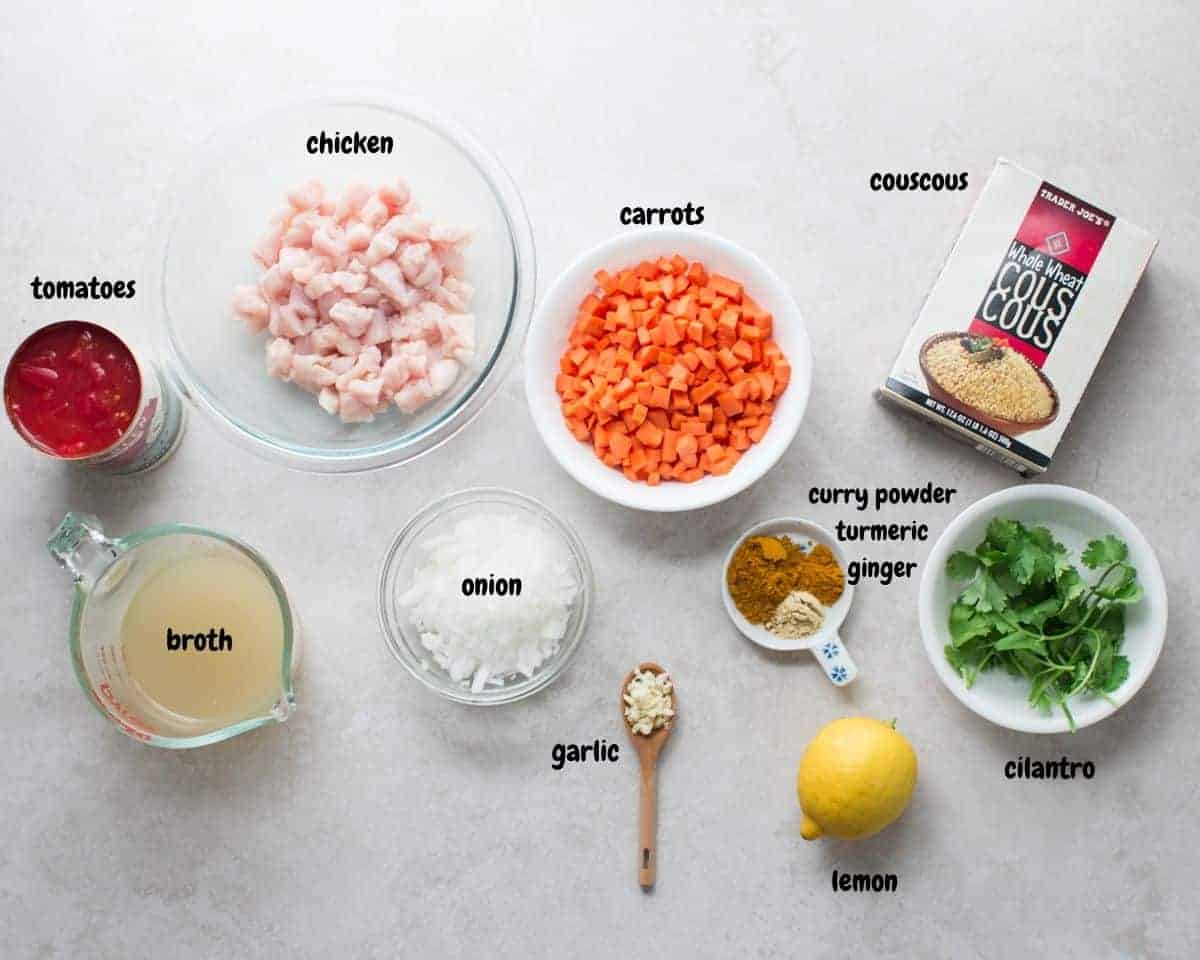 all the ingredients laid down on a grey background