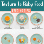 a collage of six images showing different textures to serve to babies