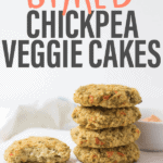 four stacked chickpea cakes with one half eaten cake to the left