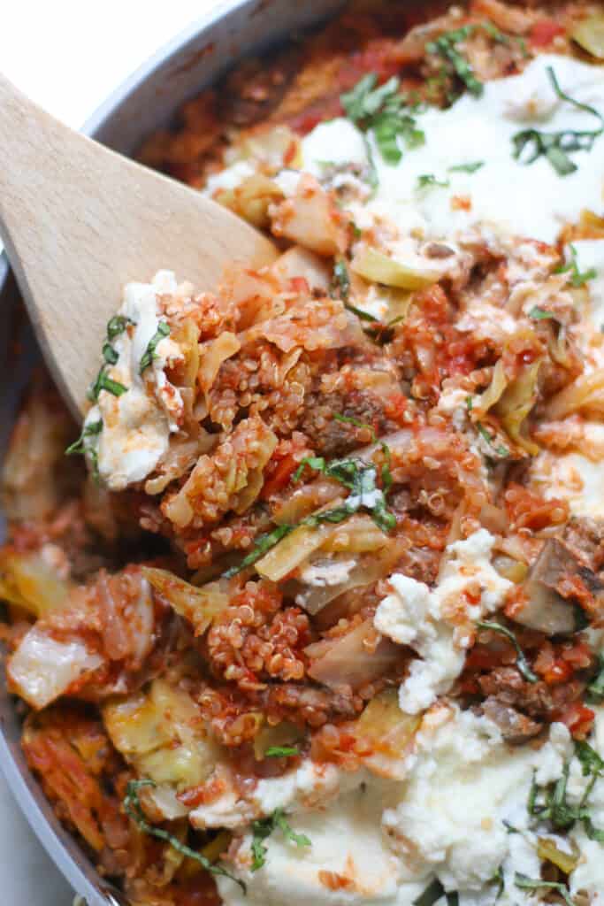 Easy Skillet Cabbage Lasagna MJ and Hungryman