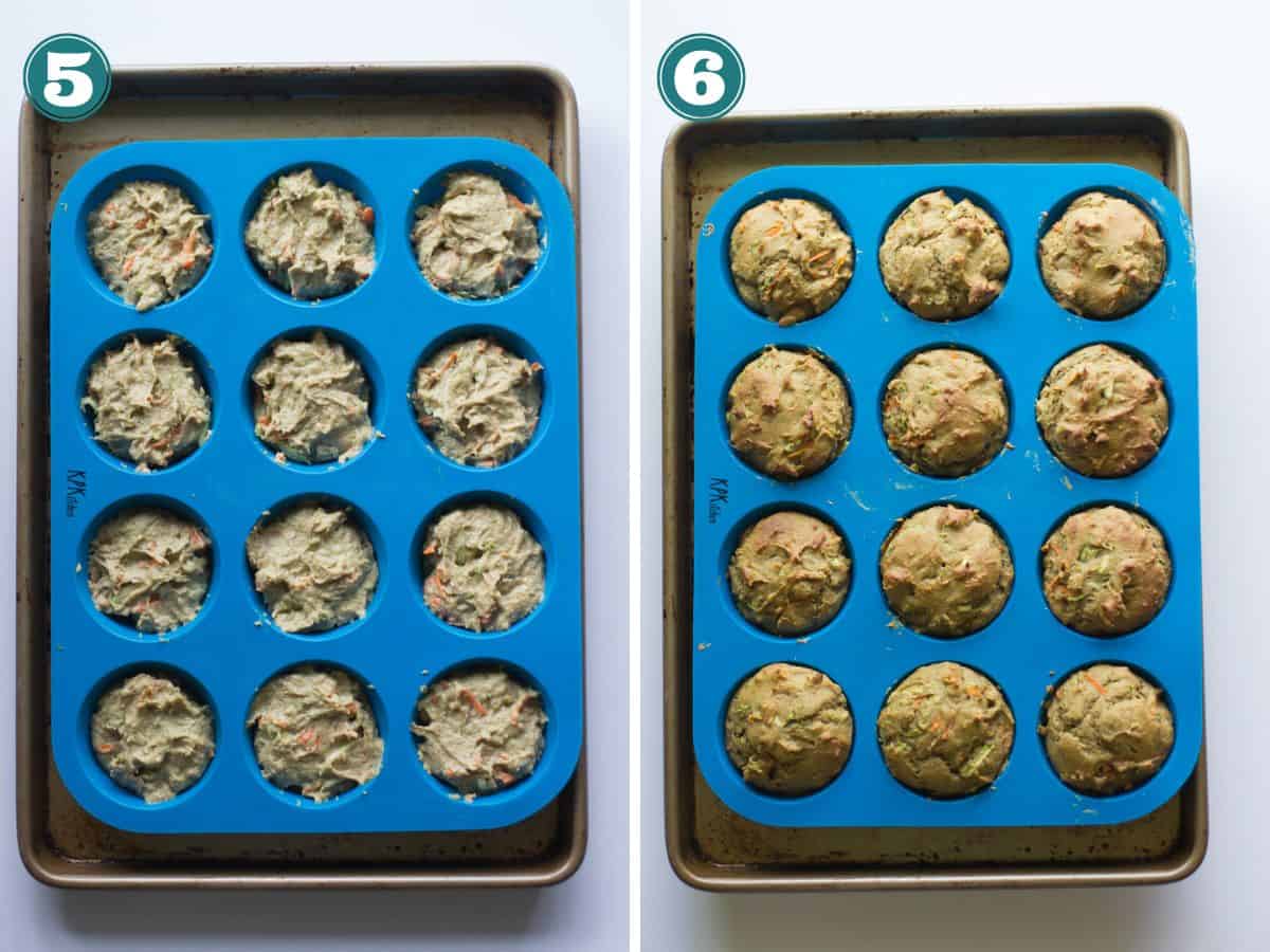 A two image collage before and after baking.