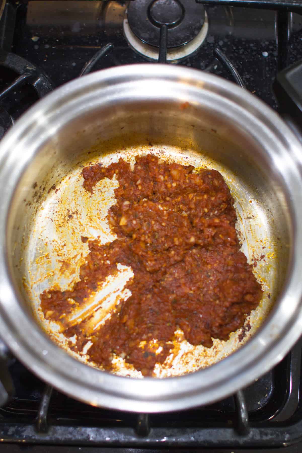 Sauteed vegetables with tomato paste.