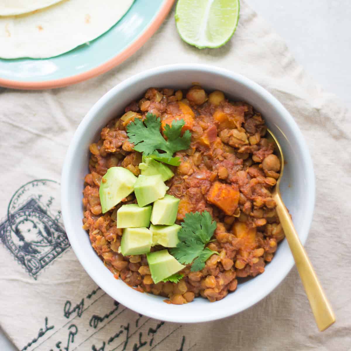 Slow Cooker Lentil Chili with Chickpeas