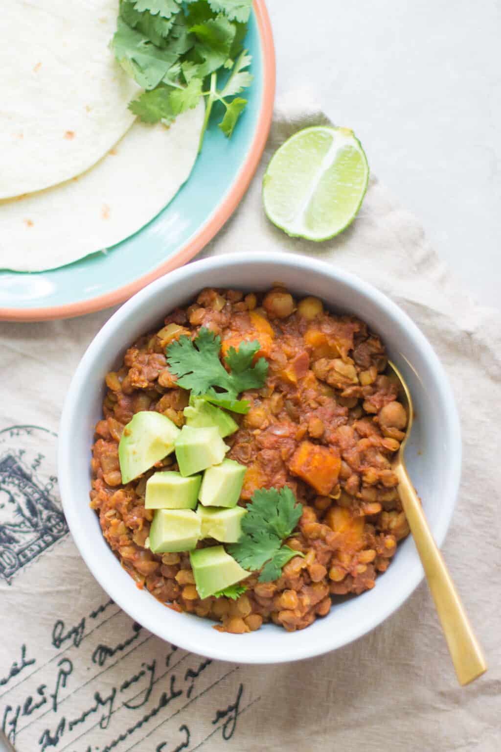 Slow Cooker Lentil Chili (with Chickpeas)