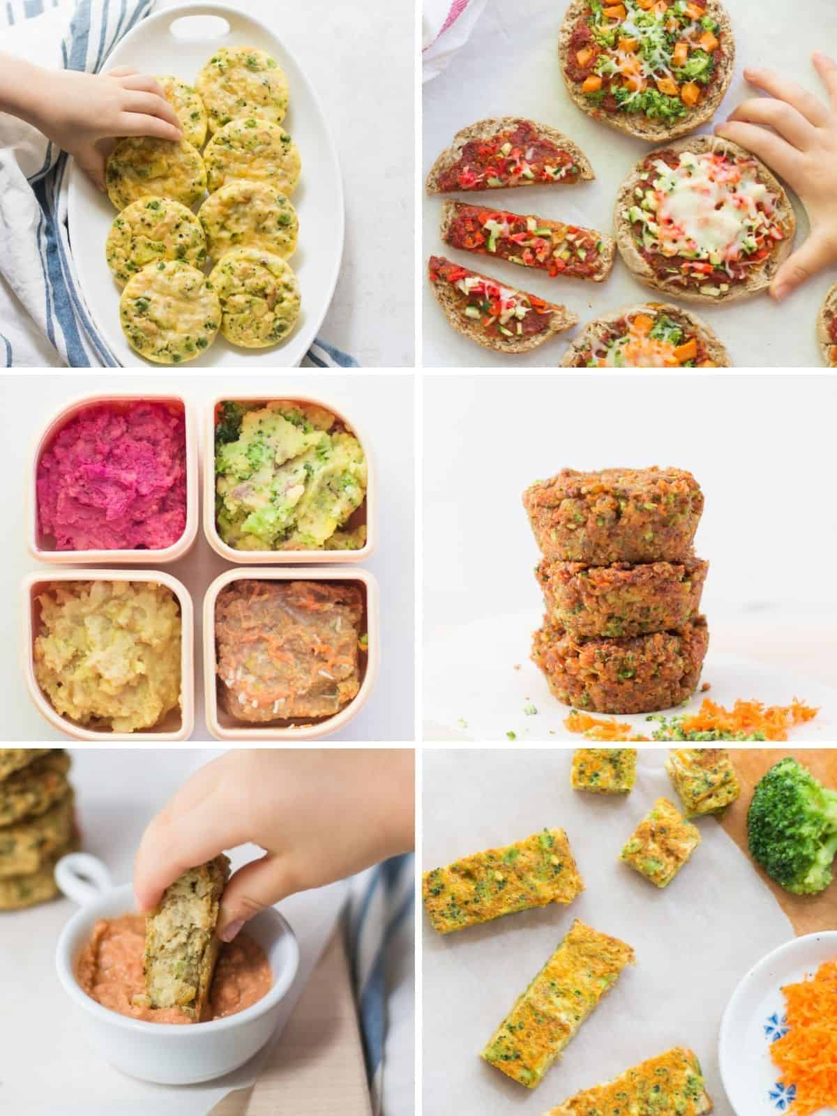 a collage of baby-friendly broccoli recipes.