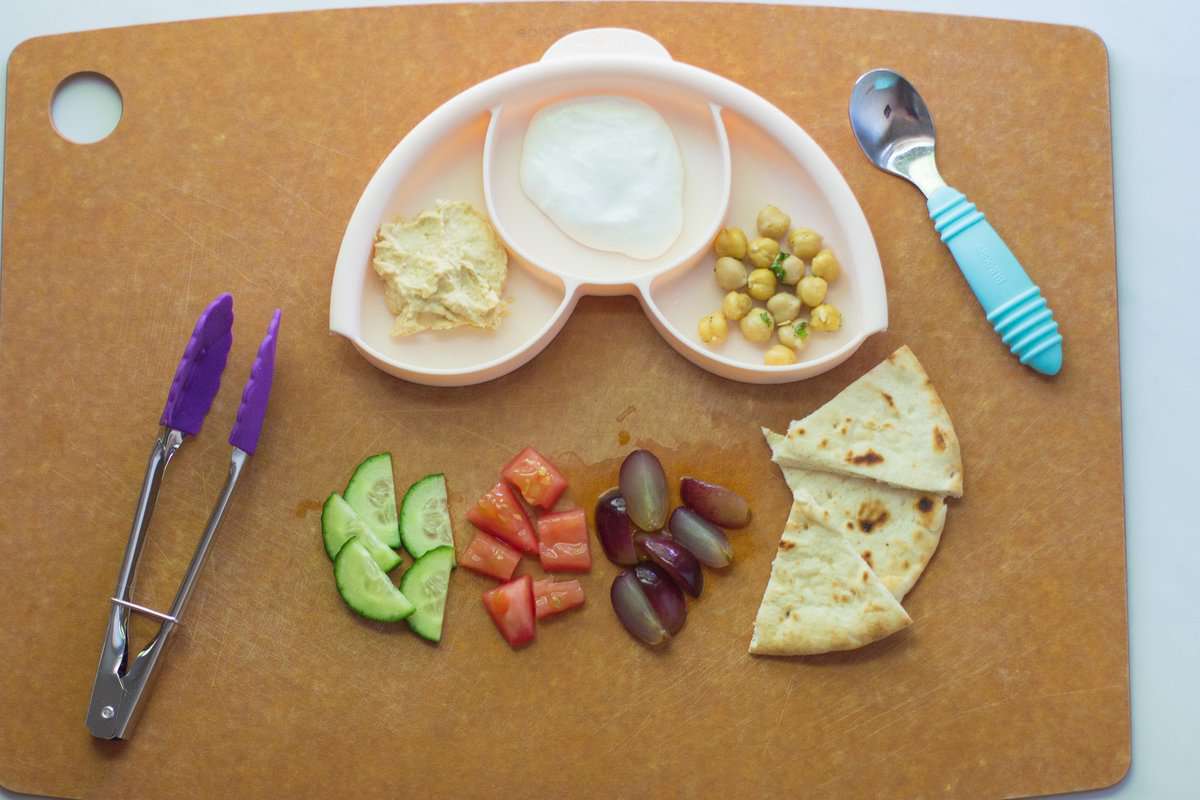 A mediterranean themed snack tray.