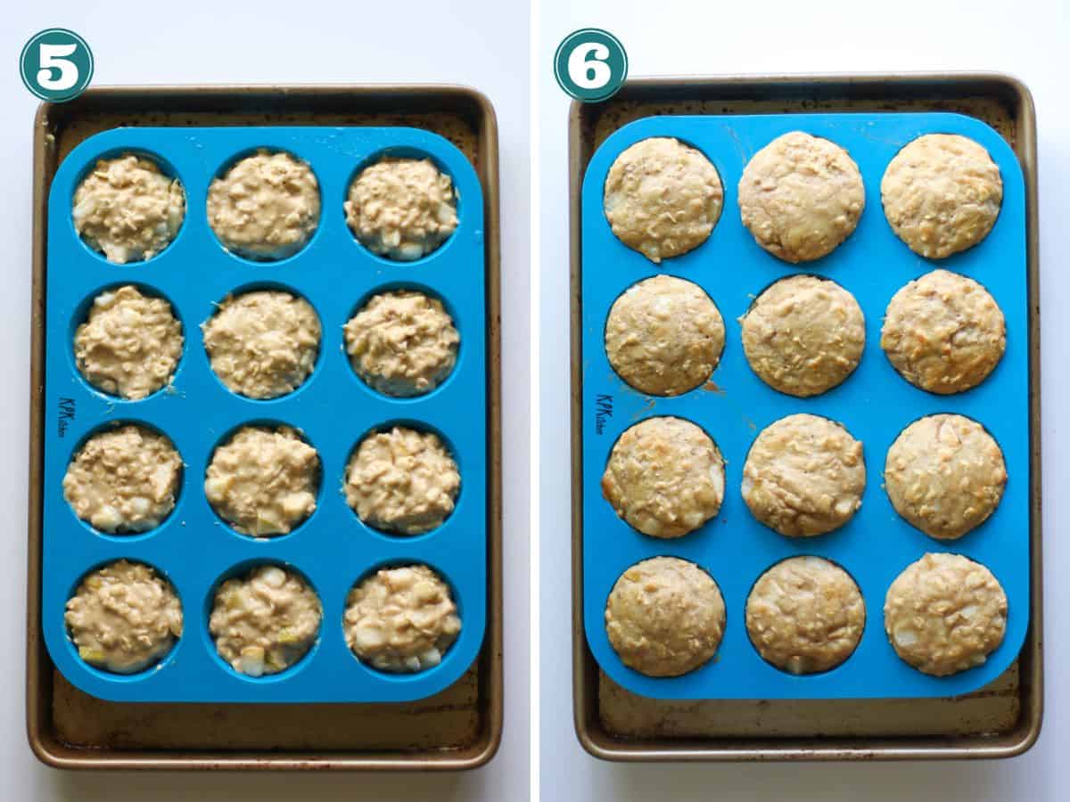 Muffins in a blue silicone mat.