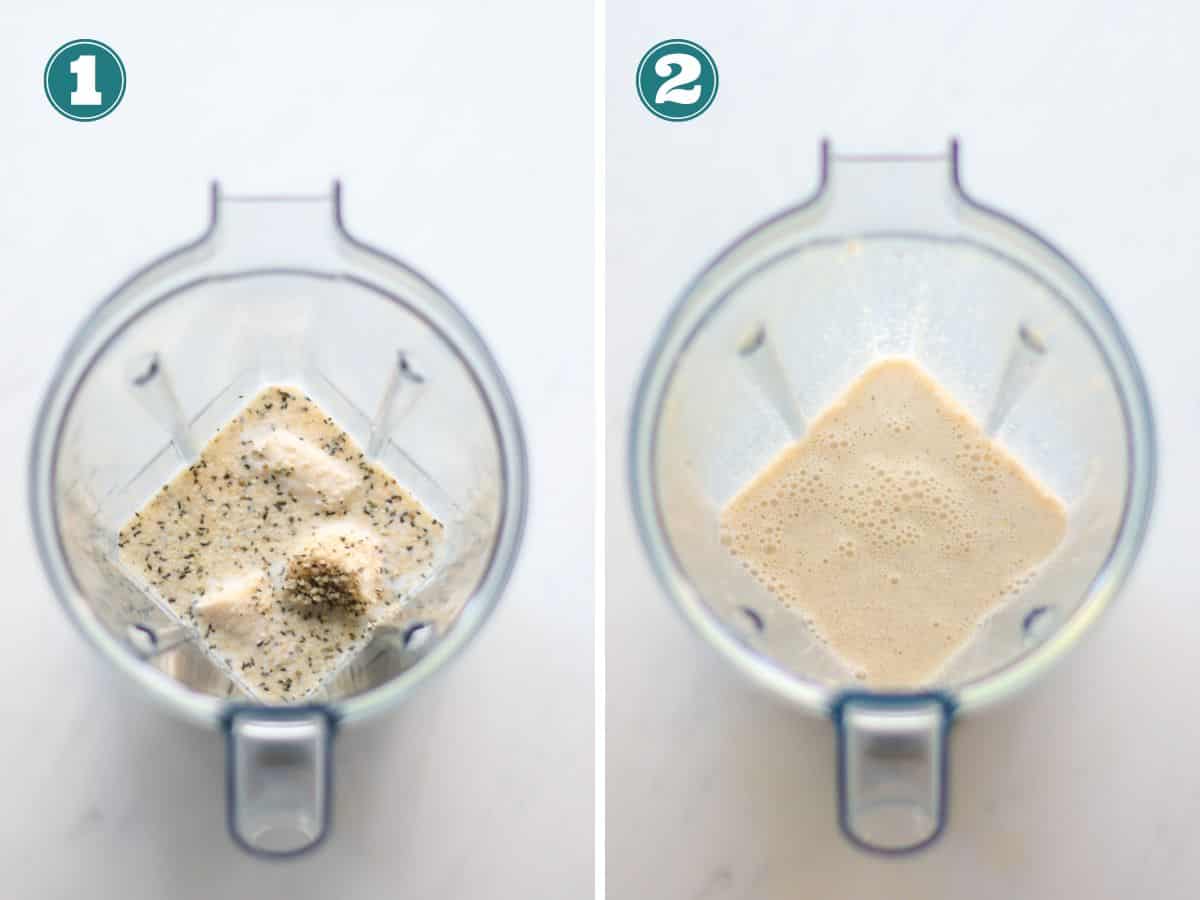 Before and after blending all the ingredients.