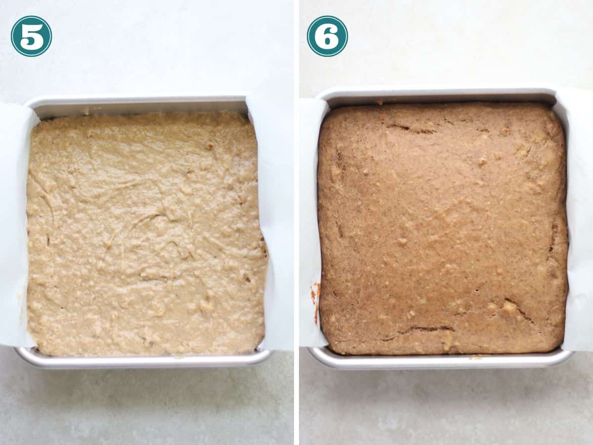 A two image collage of before and after baking.