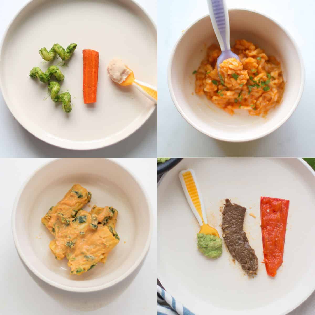 A four image collage of easy dinner ideas.