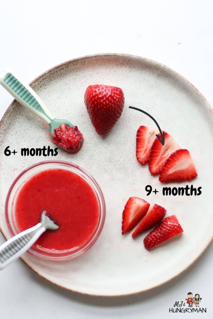 Strawberries for Babies (Puree and Baby Led Weaning) MJ and Hungryman