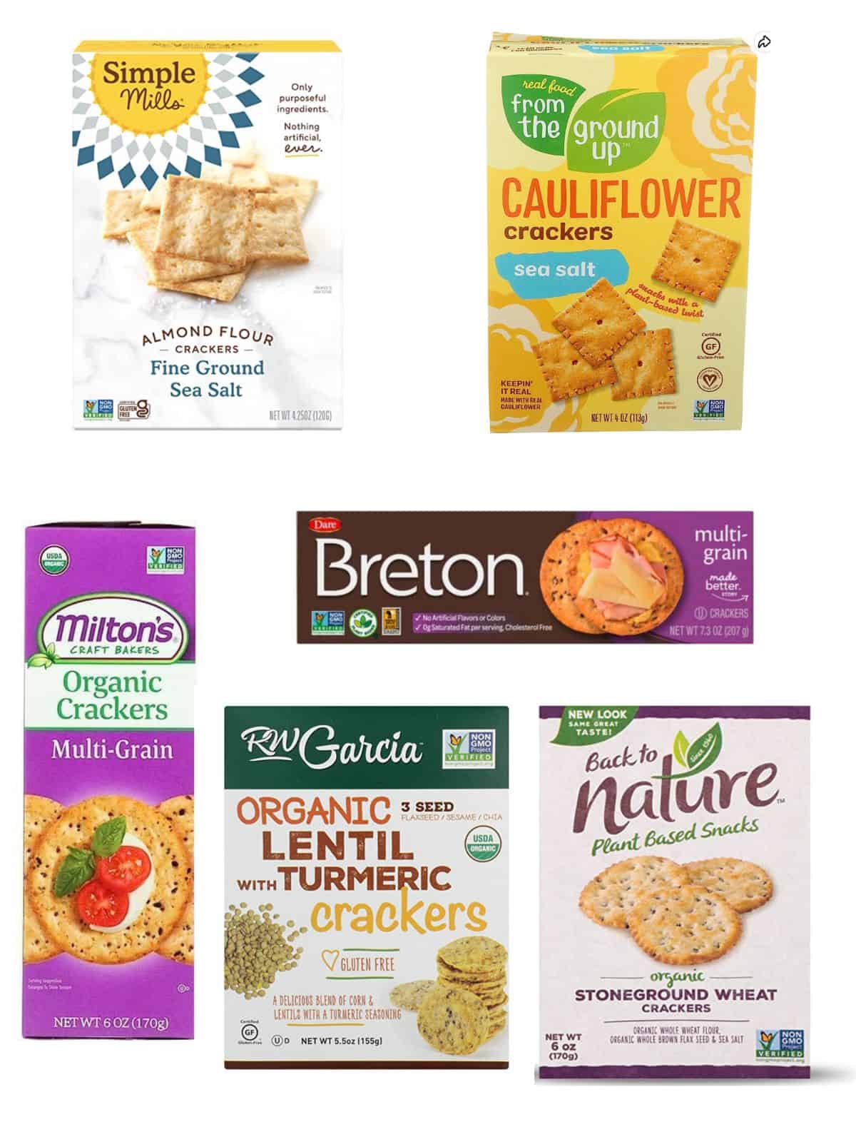 Six best crackers for toddlers in their packaging.
