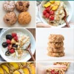 A six image collage of oatmeal recipes for babies and kids.