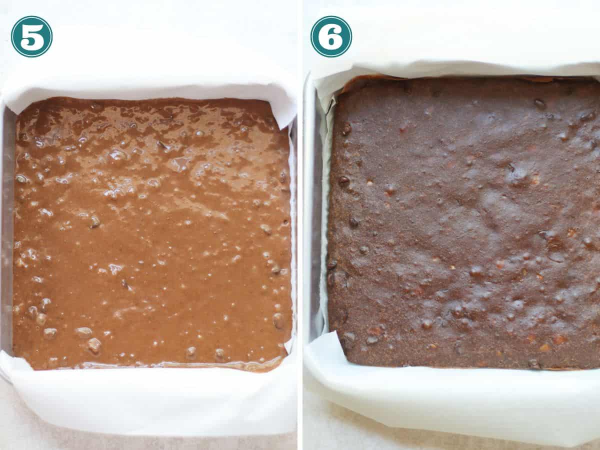 A two image collage of before and after baked.