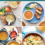 A four image collage of top baby and toddler friendly soups.