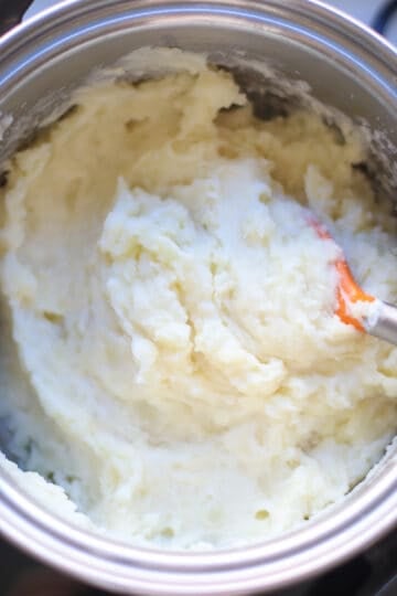Potatoes mashed into creamy consistency.