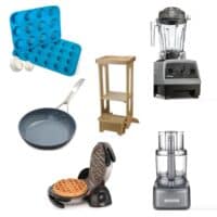 A collage with 6 favorite kitchen products.