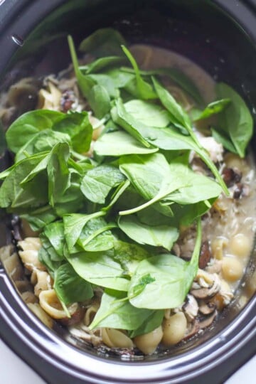 Baby spinach added on top.