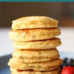 A stack of 6 pancakes.