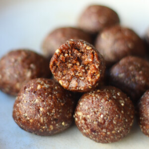 Close-up of chocolate balls.