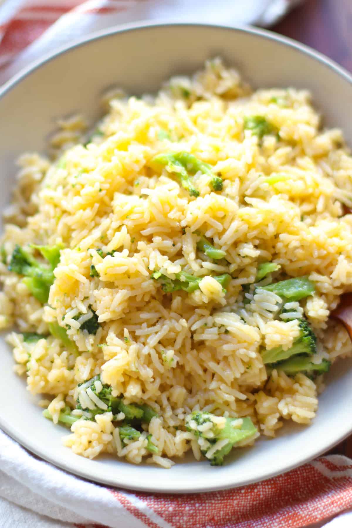 Rice with cheese and broccoli.