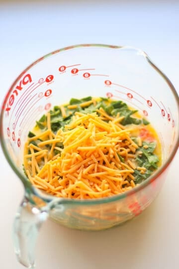 All ingredients combined in a large clear measuring dish.