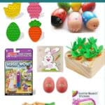 A collage of top toddler Easter basket ideas.
