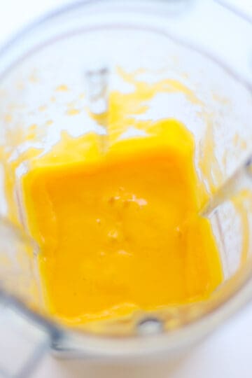 Mangoes blended into a puree.