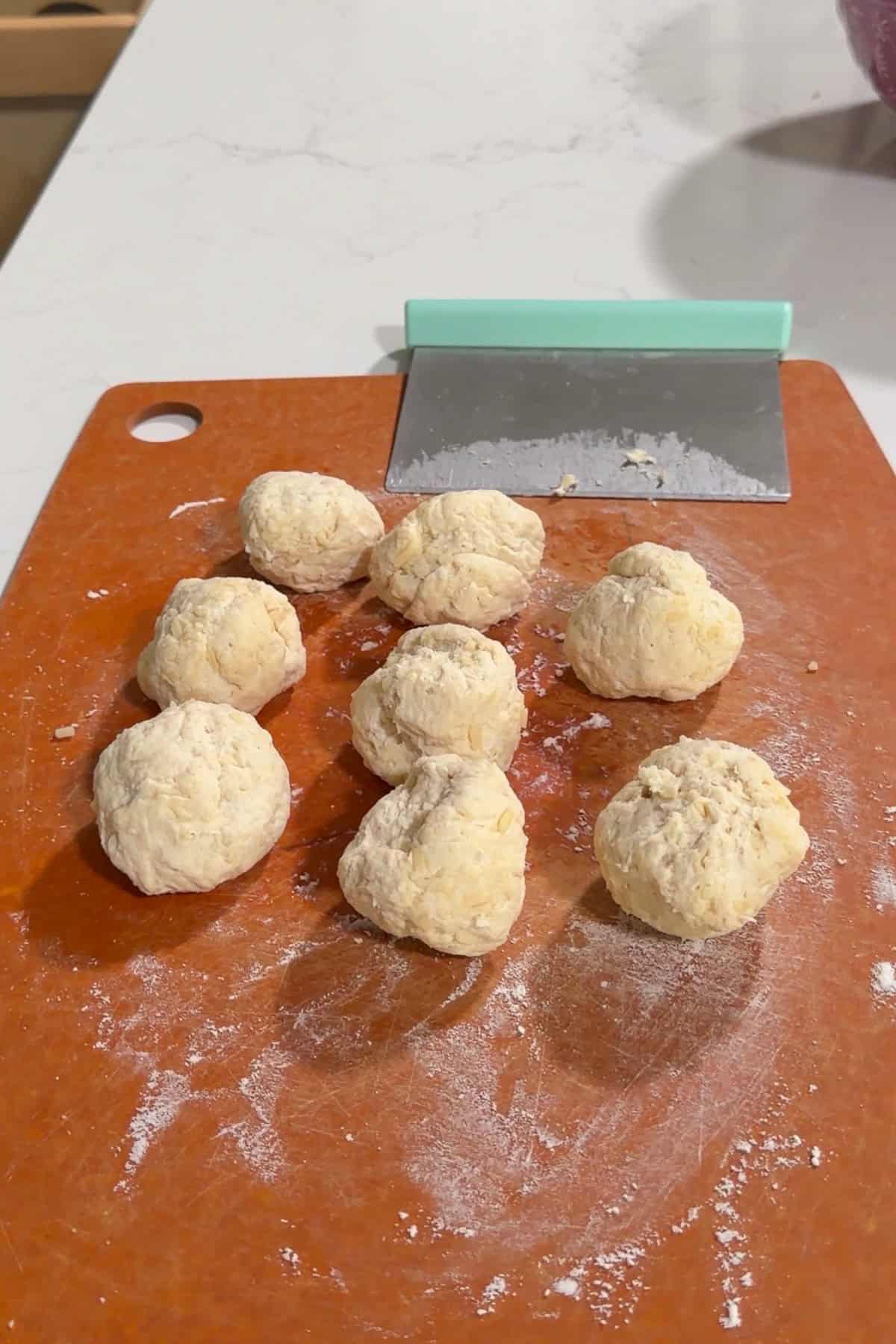 Dough rolled into 8 balls.