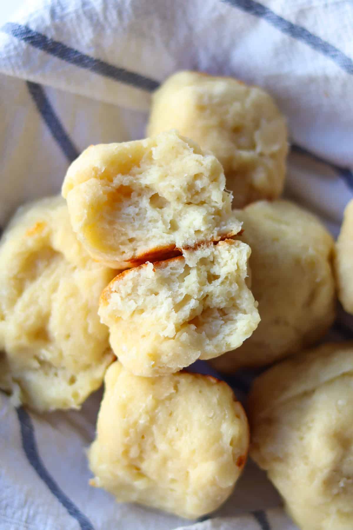 Showing inside of cheese rolls.