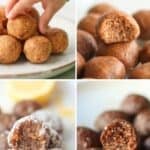 Four image collage of energy balls for kids.