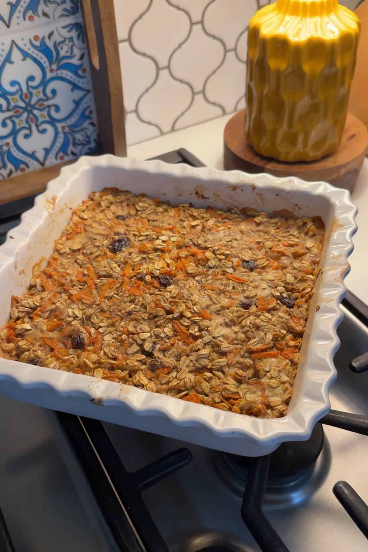 Carrot cake baked oatmeal baked and set aside to cool.