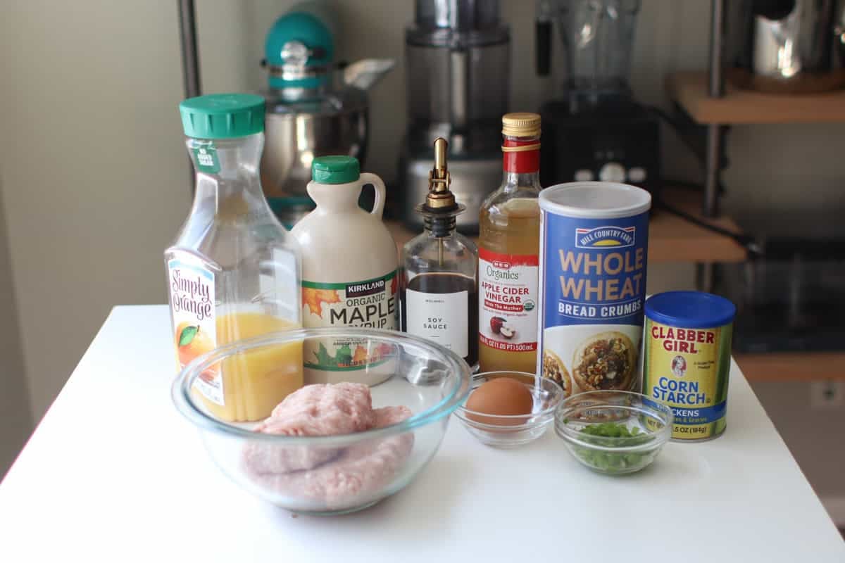 All the ingredients laid out on a table.
