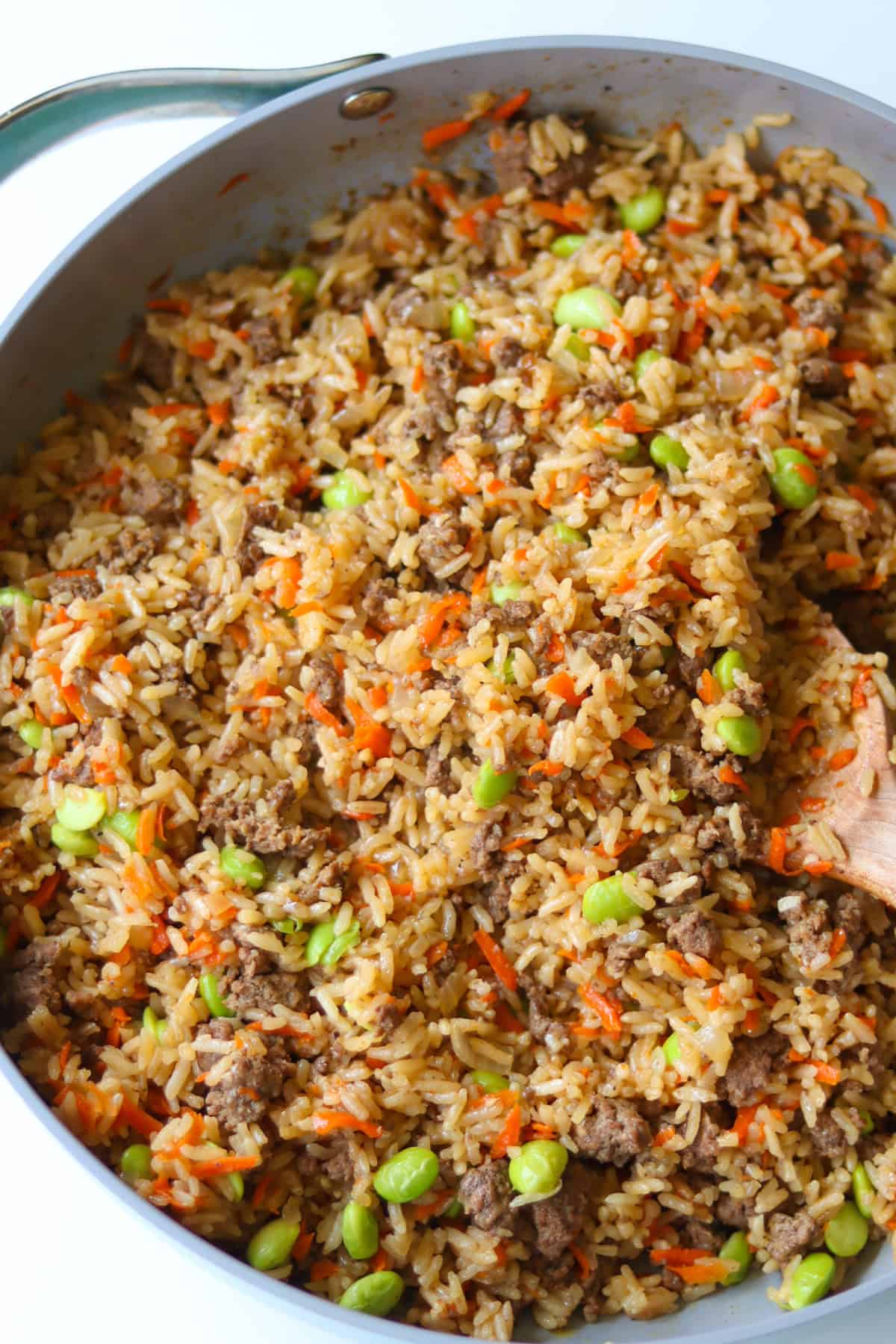 A close up shot of korean beef and rice.