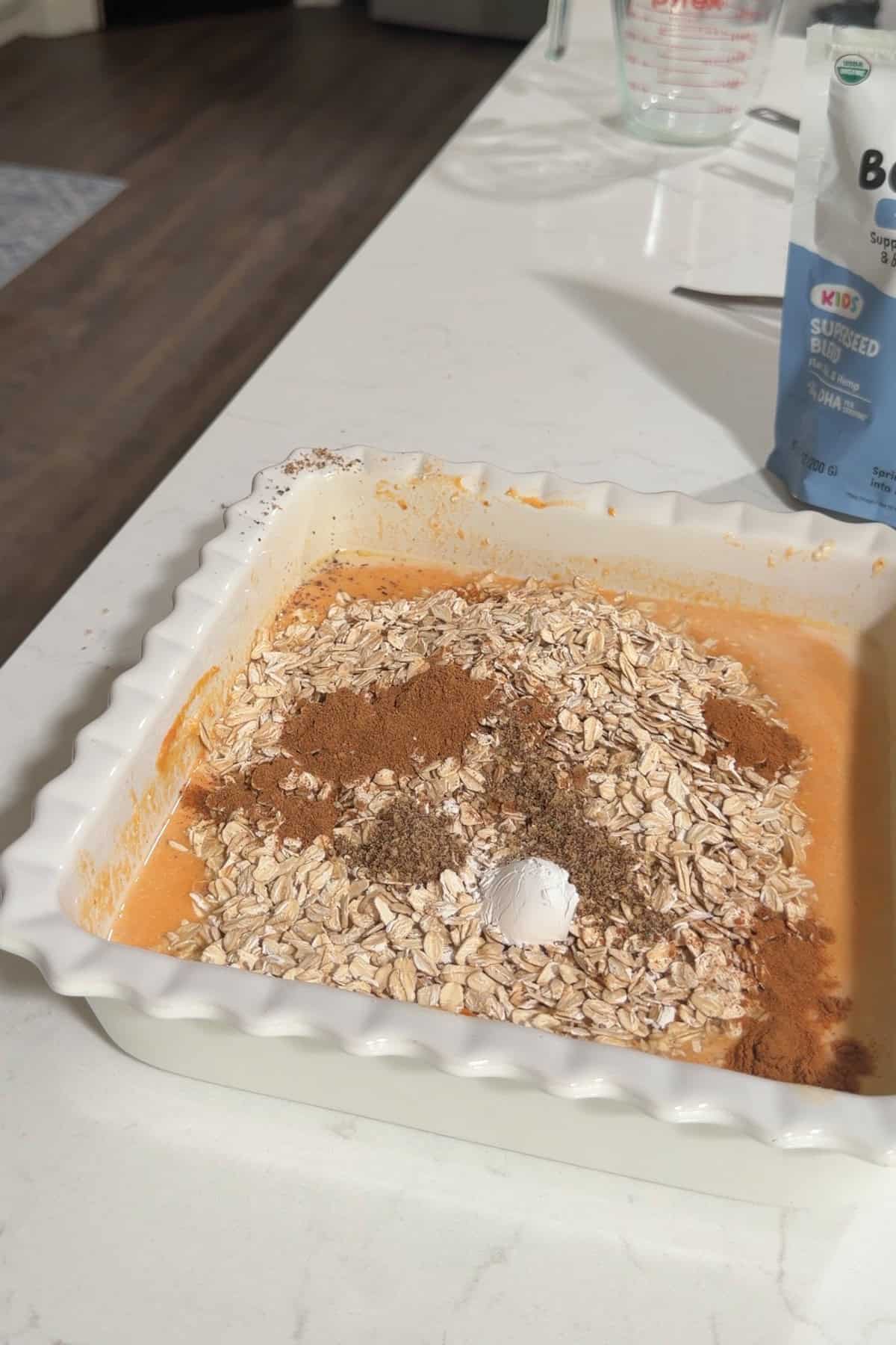 All the dry ingredients added.