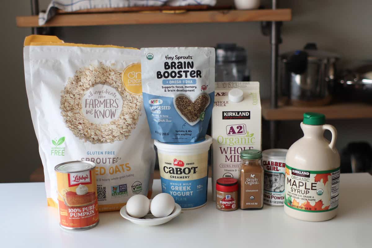 All the ingredients laid out on a desk.
